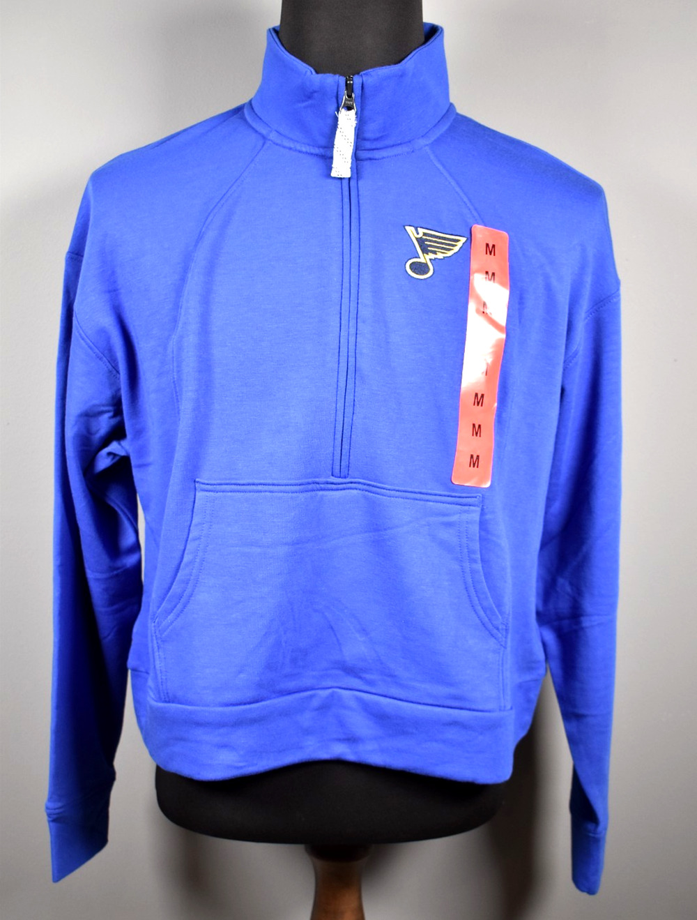 St Louis Blues NHL Hockey 1/2 Up Hoodie Blue Sweatshirt Men's Medium NEW W/tags